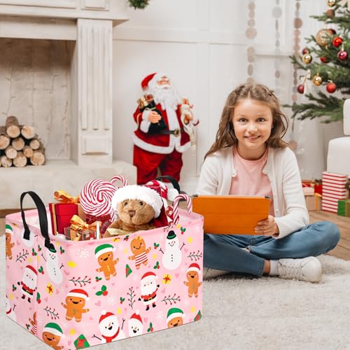 Image of Rectangular Christmas Basket Storage Bin Collapsible Nursery Hamper Book Shelf Basket Xmas Party Box