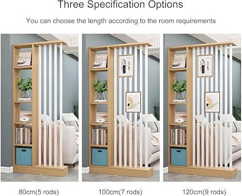 Image of MKH KRAFTS- Premium Wooden Room Divider Handcrafted Natural Wood Partition with Woven Cane Panel Decorative Space Separator for Living Room Bedroom Office (72 x 48 Inch (Iron- 7 Rodes))