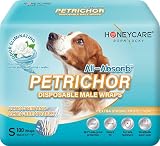 HONEY CARE All Absorb Petrichor Male Dog Wrap, Fresh Smell Dog Diaper, Disposable, Small, White, 100