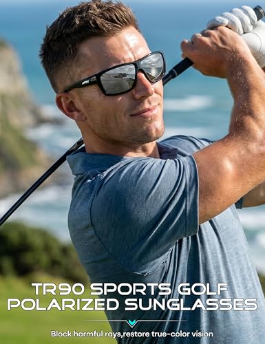Image of ATTCL Polarized Sunglasses Men for Fishing: UV Protection Lightweight TR90 Sports Wrap Sun Glasses Driving Golf Running