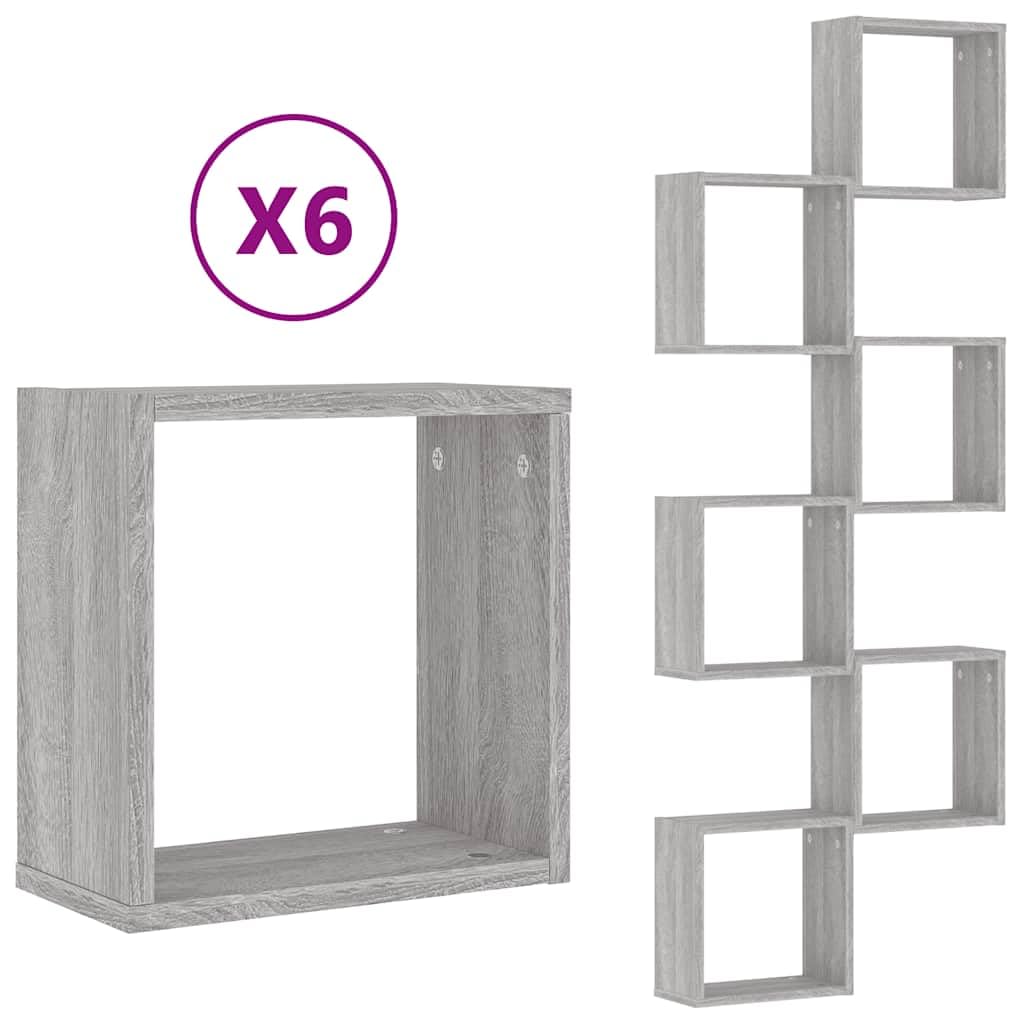 Set di 6 scaffali da parete a forma di cubo, eleganti mensole da parete in legno per soggiorno, ufficio e corridoio, mensole sospese salvaspazio per decorazioni e libri, 30 x 15 x 30 cm