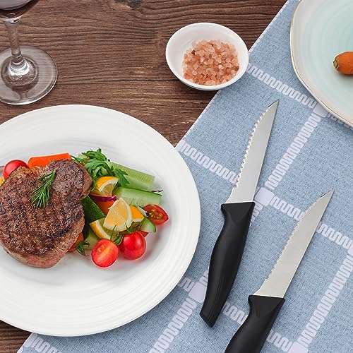 Pleafind Lot de 8 couteaux à steak, couteaux à steak tranchants avec lame dentelée, couteaux à steak en acier inoxydable, couteaux à pizza, couteaux de table, couteaux à steak, couverts à steak, set – vue 6
