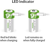 Vista 4 de Baterías D recargables de 1.5 V, 12000 mWh, batería recargable D de iones de litio USB con cable de carga USB tipo C, carga rápida de alta