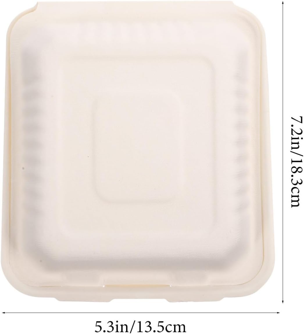 50-Pack Disposable Divided Paper Food Containers Lids Takeout Boxes for Meal Prep Pulp Microwave Safe for Restaurants and Catering