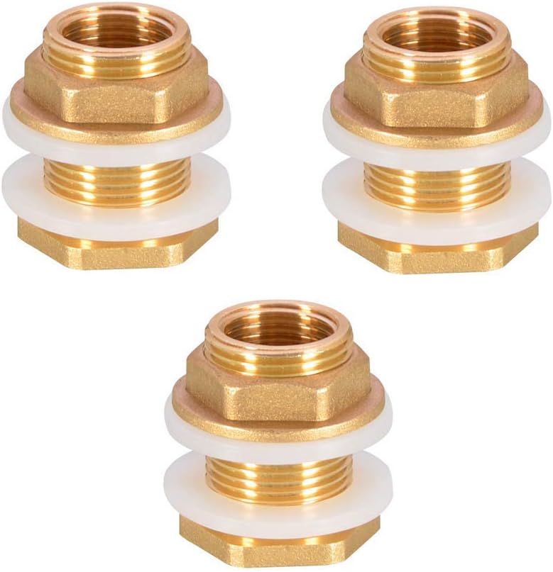 Chris.W Solid Brass Bulkhead Fitting, 3 Sets 3/4" Female 1