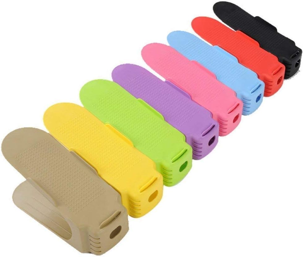 Dewberries Double Grid Plastic Integrated Shoes Organizer (Standard Size, Assorted Colours) -Pack of 6