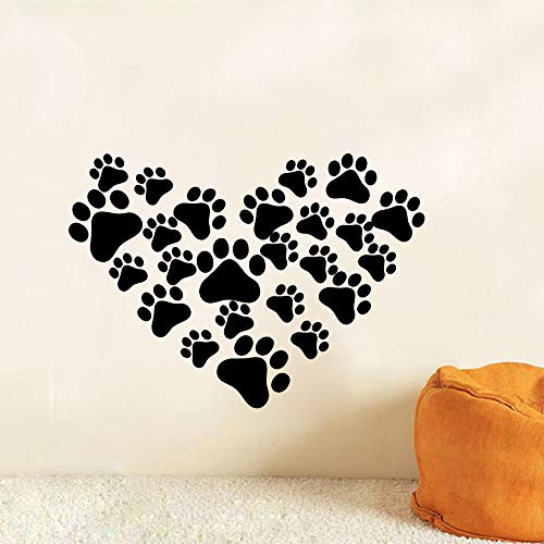 Thovorrnl 60 Pcs Dog Footprints Wall Decal Vinyl Stickers, Removable Lovely Animal Paw Print Art Diy Sticker Mural For Bedroom Playroom Living Room Office Home Window Door Decoration #TOP1