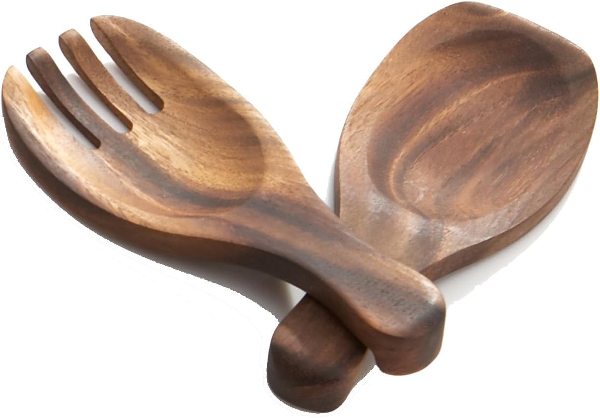 Star Export Designs 2 Pieces Wooden Salad Hands, Salad Servers Wood Serving Hands Salad Claws Set for Serving Salad, Pasta, Wooden Serving Spoon Fruit on Your Kitchen Counter 7 3/8" x 3 1/8", Brown