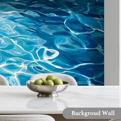 Image of Nuxovilar Blue Water Ripple Wallpaper Peel Stick Vinyl 15.75x118.11 | Ocean Wrap, Liners, adhesive wallpaper, countertop contact paper, for bedroom, counter, table (Water Ripple)