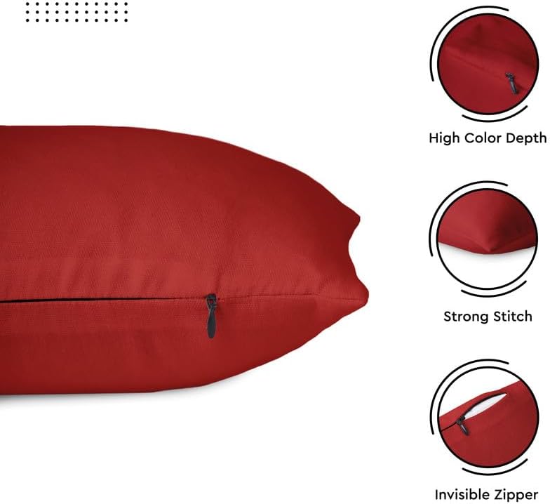 Miniatura 4 de Encasa - Juego de 2 fundas de almohada de lona de algodón de 26 x 26 pulgadas, sin relleno, con cremallera oculta, fundas de cojín decorativas para