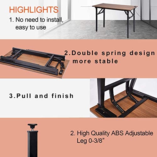Computer Desk 31.5", Foldable Home Office Writing Desk For Small Place, Corner Study Desk With Charing Port, Space Saving Computer Table With Black Metal Frame, No Assembly Required, Walnut #TOP4