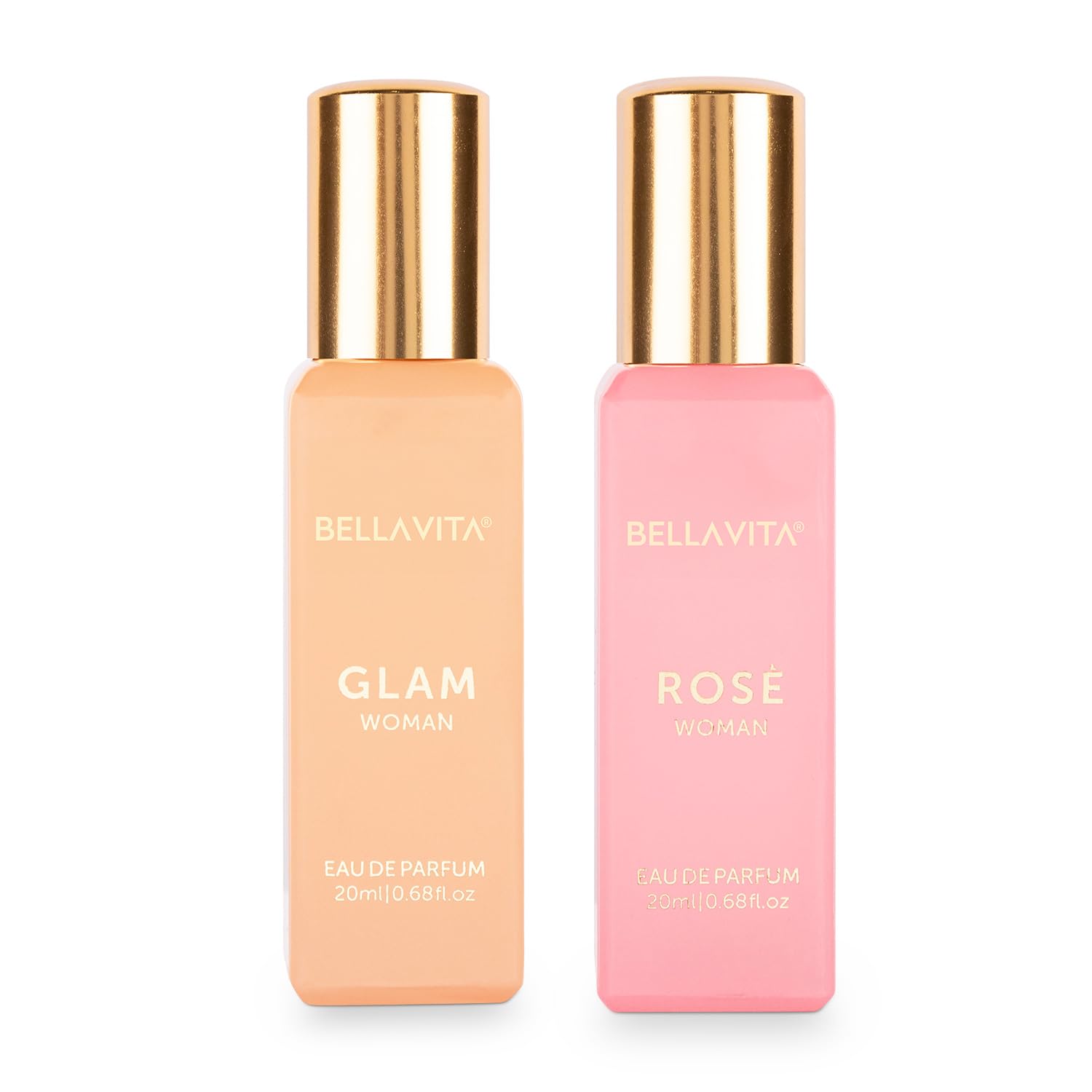 Bella Vita Luxury Glam & Rose Women Floral Perfume Combo With African Orange, Jasmine, Pink Pepper & Patchouli | Liquid Edp Fragrance Scent, Pack Of 2, 20 Ml Each