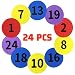 KIKIGOAL 4" Diameter Carpet Spot Sit Markers x 24 Classroom Circles with Numbers 1~24 for Teachers (4 Colors)