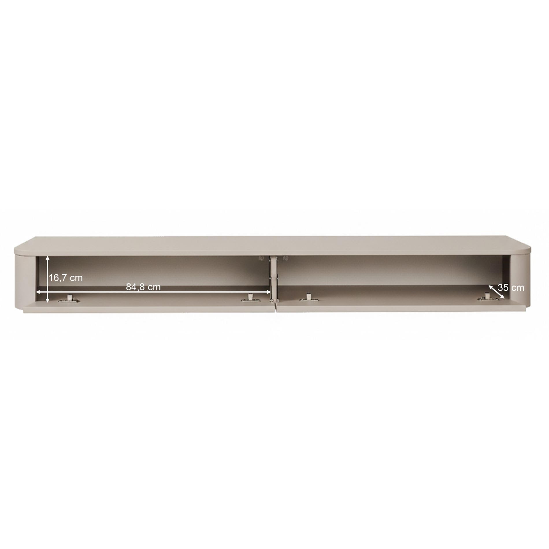 Selsey Hängendes TV-Lowboard 175 cm – Minimalistisches TV-Schrank in Kaschmir-Matt, mit Stauraum – Elegantes TV-Board für Wohnwand Wohnzimmer, MDF & Spanplatte, Kaschmirgrau