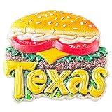 Aimant de réfrigérateur Texas États-Unis - Souvenir de voyage - Résine - Hamburger - Forme alimentaire - Décoration d'intérieur classique