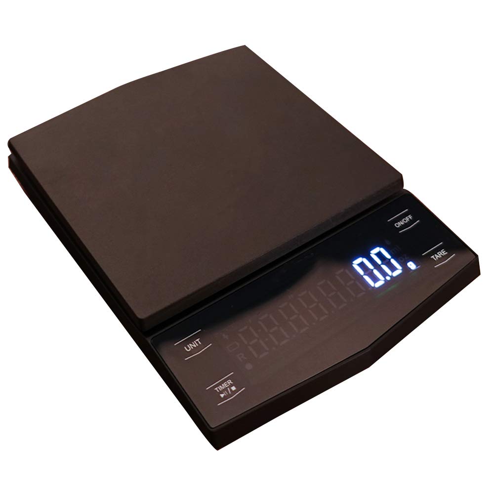 Bonvoisin Báscula de café eléctrica con temporizador digital de alta precisión, 2 kg, 0,1 g, mini báscula USB con tara, función de conversión de unidad pantalla LED