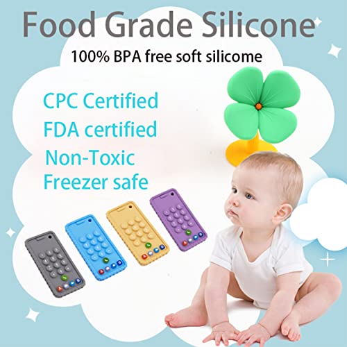 Image of Mobile Phone Shape Teething Toys,Silicone Baby Teether Toys with Pacifier Clip for Babies 6-18 Months,Baby Chew Toys Sensory Toys for Babies 6-18 MonthsGirls Pack 1