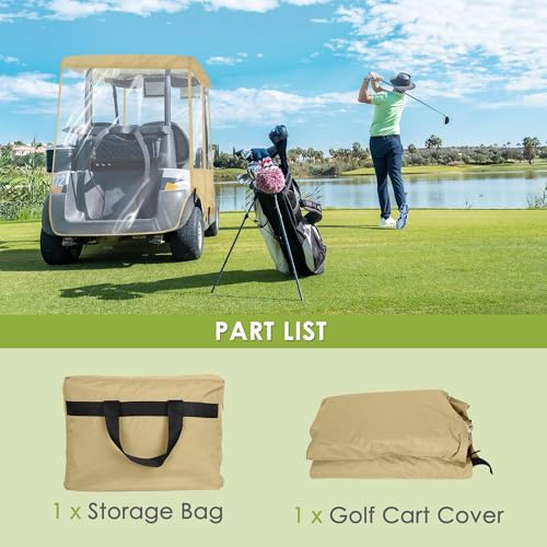 SHANTRA Golf Cart Enclosure, Golf Cart Cover for 2 Passengers with 4-Sided Transparent Windows, Portable & Universal Rain Cover with Carrying Bag - 54 x 41 x 53 inch, Waterproof