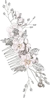 Minkissy Grampo De Cabelo De Pérola Pérola flor cabelo pente jóias mulheres pente de cabelo decora??o cocar noiva Grampos De Cabelo Pérola