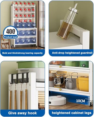خزانة تخزين للمطبخ من 6 طبقات مع ابواب شفافة، خزائن المؤن وارفف قابلة للتعديل وحامل ميكروويف للمنزل والمطبخ والمراب وتنظيم المؤن