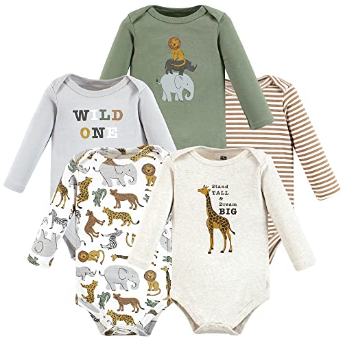 Image of Hudson Baby baby-boys Cotton Long-sleeve Bodysuits 5-pack