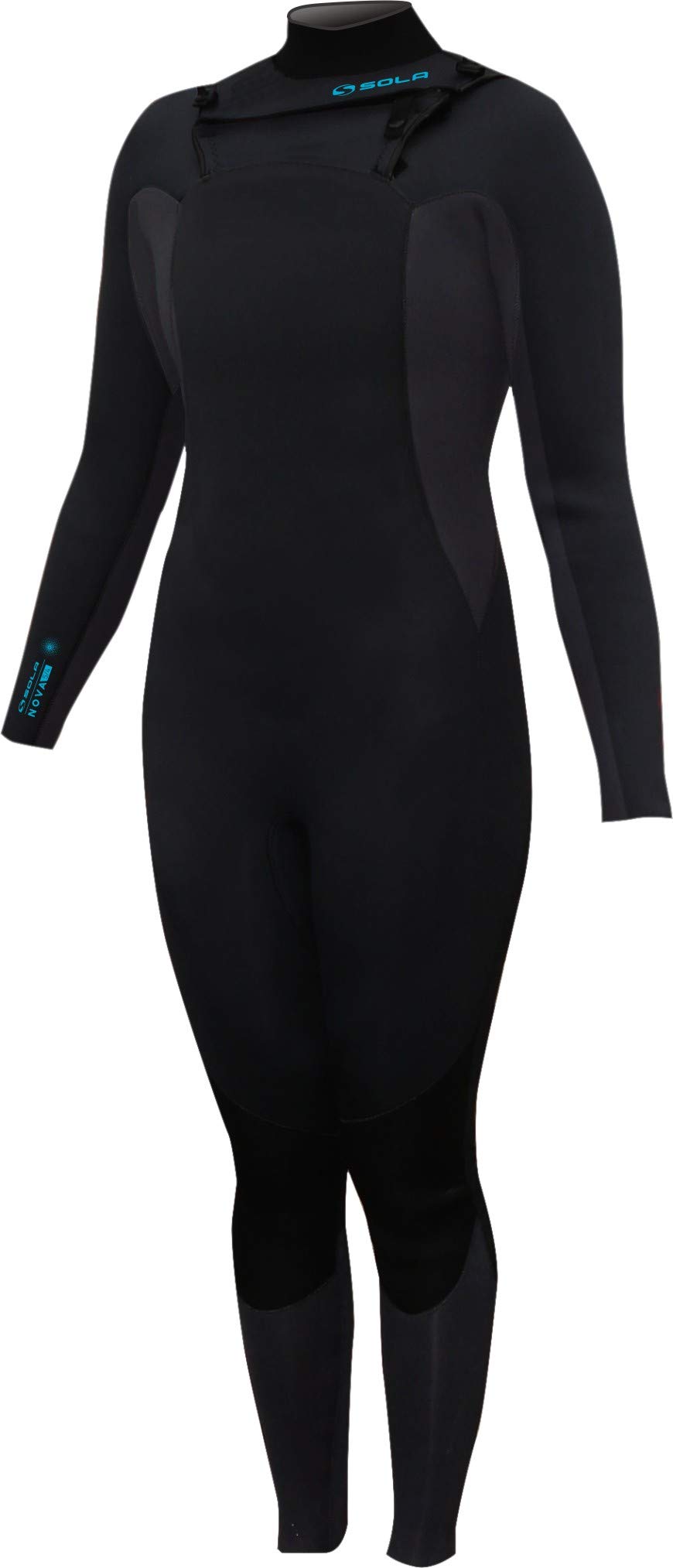 SOLA Women's Ladies Nova 5/4 Front Zip Wetsuit, Black/Turquoise, 12