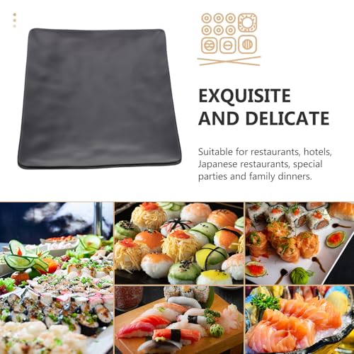 Plato rectangular reusable negro 2 piezas para sushi miniatura 3