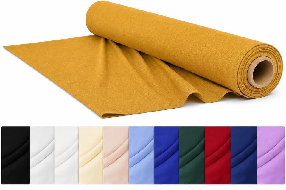 CraftsFabrics Plain Dyed Homespun Cotton Fabric – 100% Cotton – 110cm Wide – Soft Woven Craft Fabric for Sewing, Quilting, Dressmaking, Crafts & Home Décor (Mustard, 3 Metre Pre-Cut)
