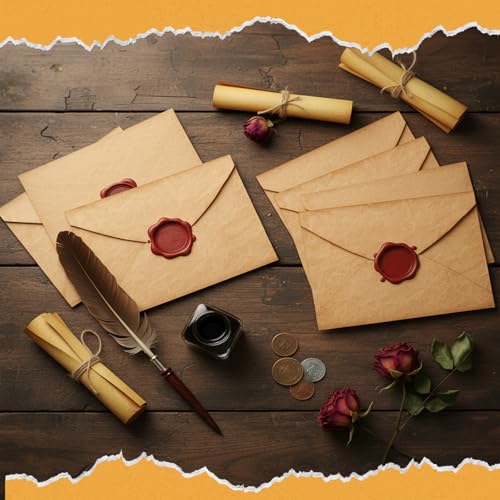 Glenmal 48 Pcs Magical Wizard Floating Acceptance Letter Decoration Double Sided Letters Cards Wizard Envelope Postcards for Halloween Christmas Birthday Home Party Decor (6 X 4)