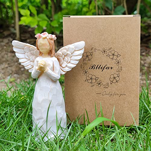 Figura Ángel Orando Decorativa de Resina Blanca miniatura 2