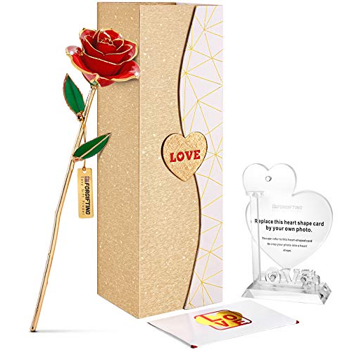 FORGIFTING Flores Rosa Eterna, Chapada de Oro 24K, con 1 Marco de...