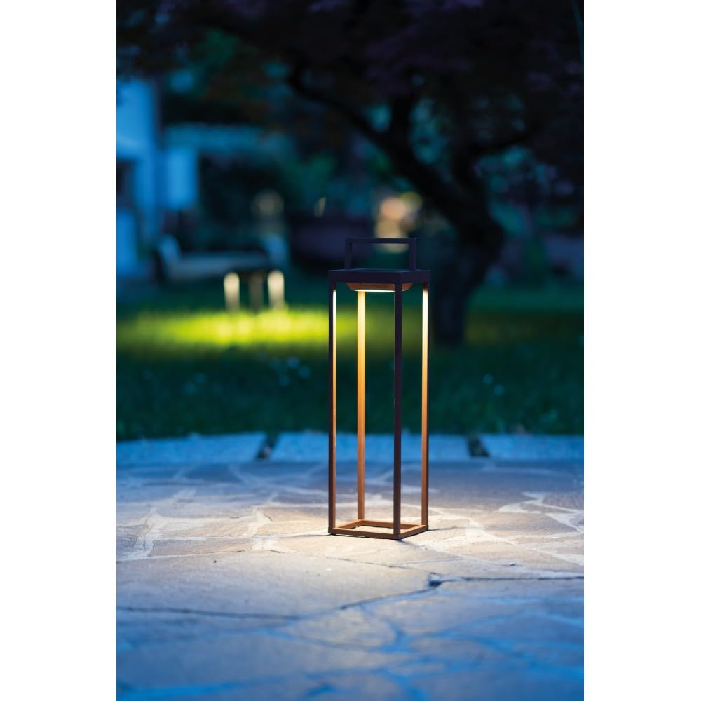 Zafferano Latarnia solarna 2 LED, 37,3 cm, lampa stołowa o mocy 2 W, akumulator i czujnik zmierzchu, kolor czarny