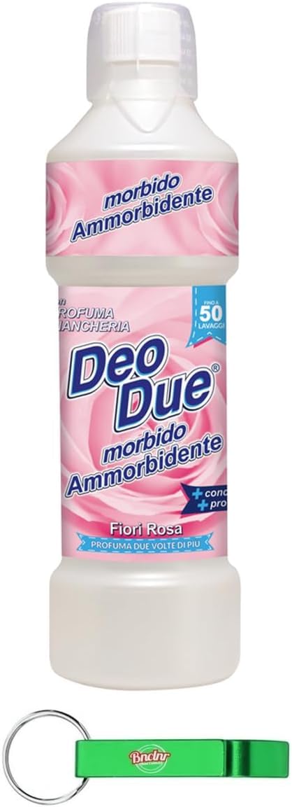 12x DEO DUE Ammorbidente Concentrato Fiori Rosa, Konzentrierter Weichspüler Rosa Blumen, ideal für alle Kleidungsstücke, 50 Wäschen 1Lt + Beni Culinari Kostenloser Schlüsselanhänger