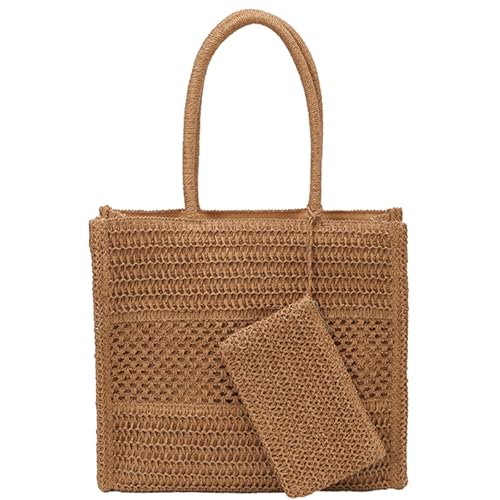 Bolso de playa tejido de paja para mujer miniatura 1
