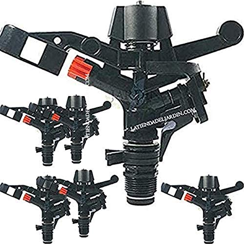 Suinga Pack 15 Aspersor agricola Ajustable. Alcance 15 m. Rosca Macho 3/4'. Caudal 25 litros/Minuto o 1900 litros/Hora. Diámetro Cobertura 30 Metros