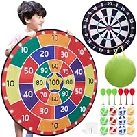 Cheerful Children Toys Jumbo Kids Dart Board Set XL or XXL, Large Velcro Dart Board with Reversible Designs, 16 Sticky Balls & 6 Darts - Indoor & Outdoor Garden Games for Ages 3-8 (Traditional, 100cm)