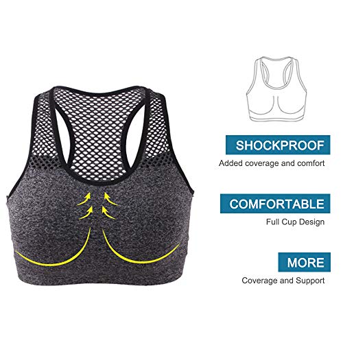 KKmoon Sutiã esportivo feminino Racerback sem fio acolchoado para ioga e ginástica top esportivo