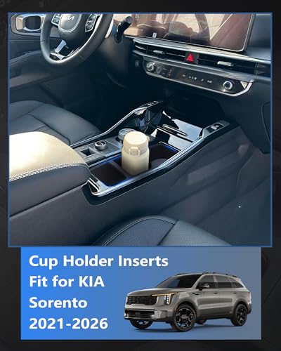 Image of Cup Holder Inserts for 2021-2025 2026 KIA Sorento Accessories, Non-Slip TPE Center Console Protector Organizer to Prevent Spills & Scratches for Sorento Interior Accessories