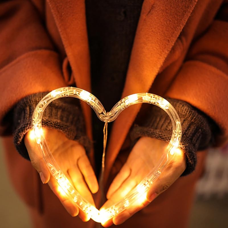jojofuny Pack of 3 Candlesticks Heart Atmosphere Lamp Illuminated Valentine's Day Decorations Wedding Hanging Light Heart Ceiling Decorations LED Curtain Lights LED Heart Light Outdoor Light Window - Image 3