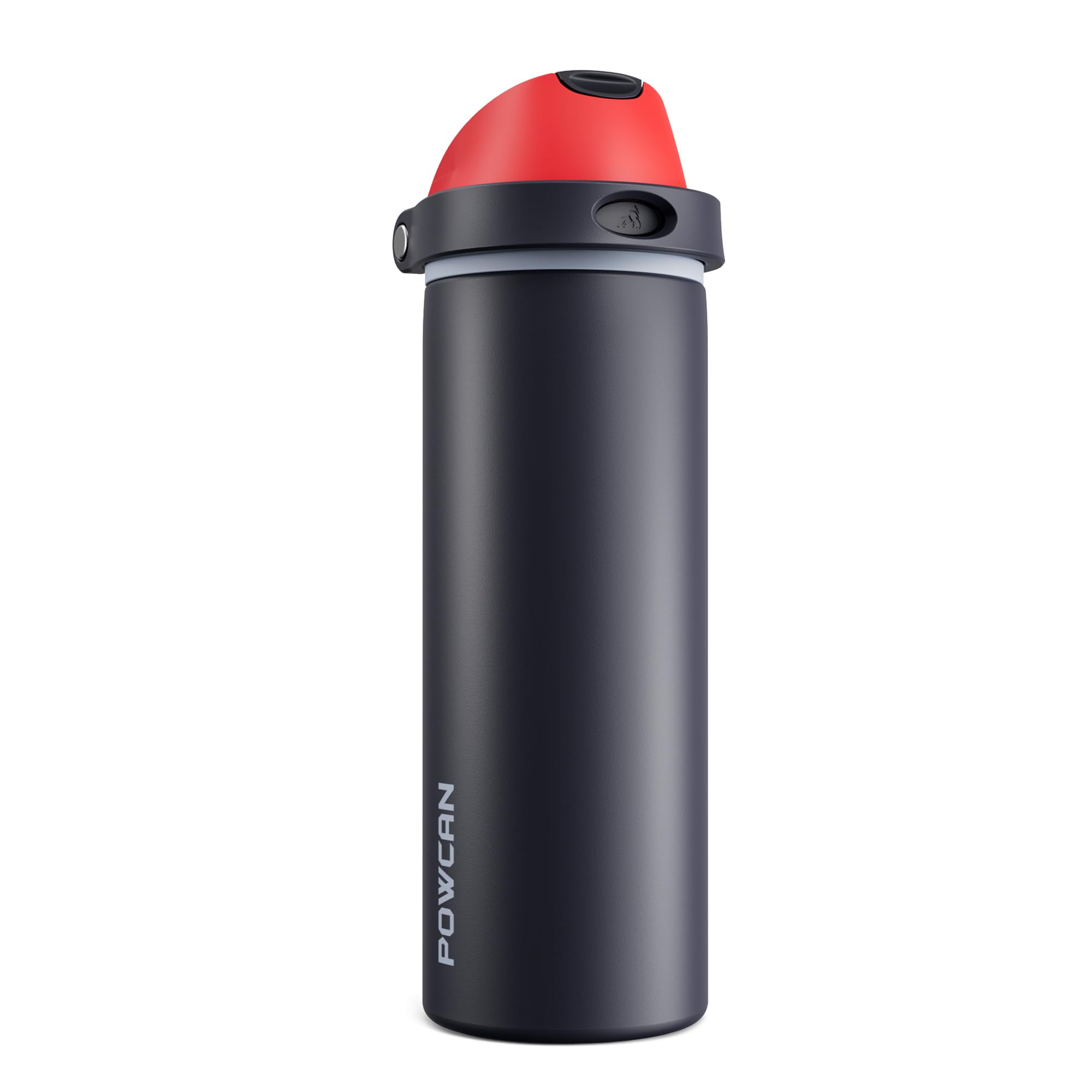 POWCAN 24 oz Stainless Steel Water Bottle: 2-in-1 Push-Button Spout &amp; Quick-Flip Straw, Leakproof, Cold 24Hrs, Fits Car Cup Holder, Insulated Vacuum Flask for Sports, Trip, School Gift (Storm Hammer)