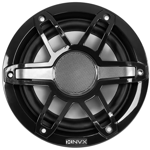 Image of NVX MVSP65 Premium 6.5 inch 2-Way Marine Coaxial Speakers (Pair), 600W Max, 200W RMS, 1 inch Silk Dome Tweeters, with RGB LED Lighting for Boats /UTV /ATV /SxS /Powersports (White and Black Grilles Included)