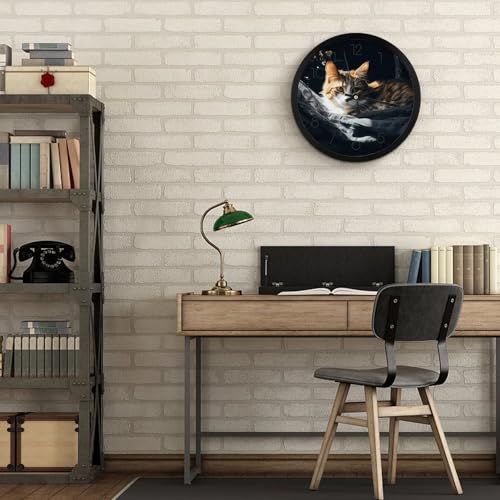 Horloge murale moderne chat lisible et silencieuse pour la maison