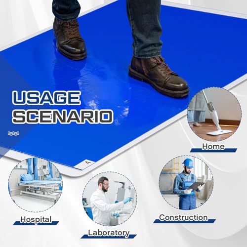 Image of Nuanchu Adhesive Mat Pad Include 1 Sticky Non Slip Base Pad 2 Tacky Dust Mats Construction of 30 (60 Sheets Total) for Clean Room Science Lab Matting Hospital(24x36 Inches,Blue,60 Sheets)