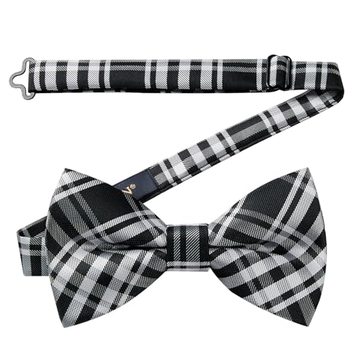 Image of HISDERN Bow Ties for Men Pretied Bowties Classic Formal Business Bow Tie Adjustable Tuxedo Bowtie for Wedding Party