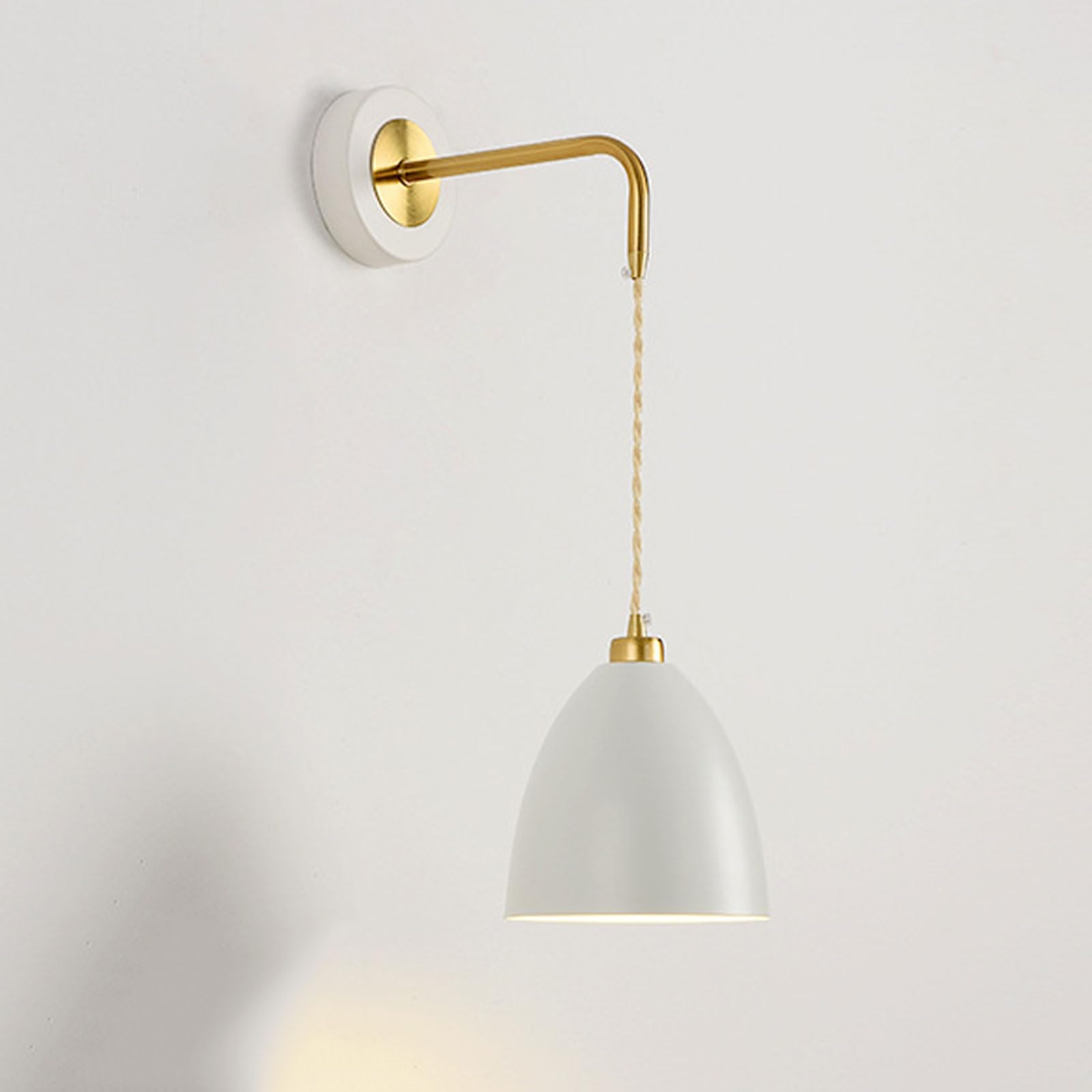 AWEITG European Minimalist Style Black/White Wall Sconce - E26/E27 Metal Lamp for Home Interior Decoration(White-2)