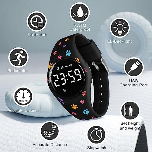 Image of Kids Watches for Girls Boys Digital Sport Watch with Step Counter Pedometer Vibration Alarm Clock, No App Waterproof Fitness Tracker Kids Watch Boys Girls Teens Students Ages 5-16