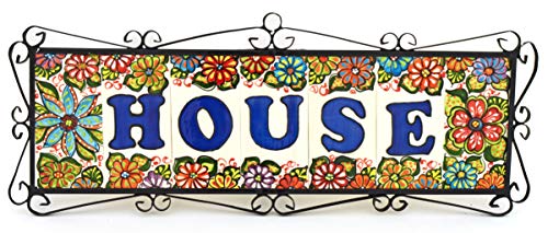 House numbers 6 inch. Handpainted house number tiles for signs, addresses and names. Address numbers for houses. House address numbers and letters. Design GARDEN 5,71" x 2,76" (NUMBER 7)