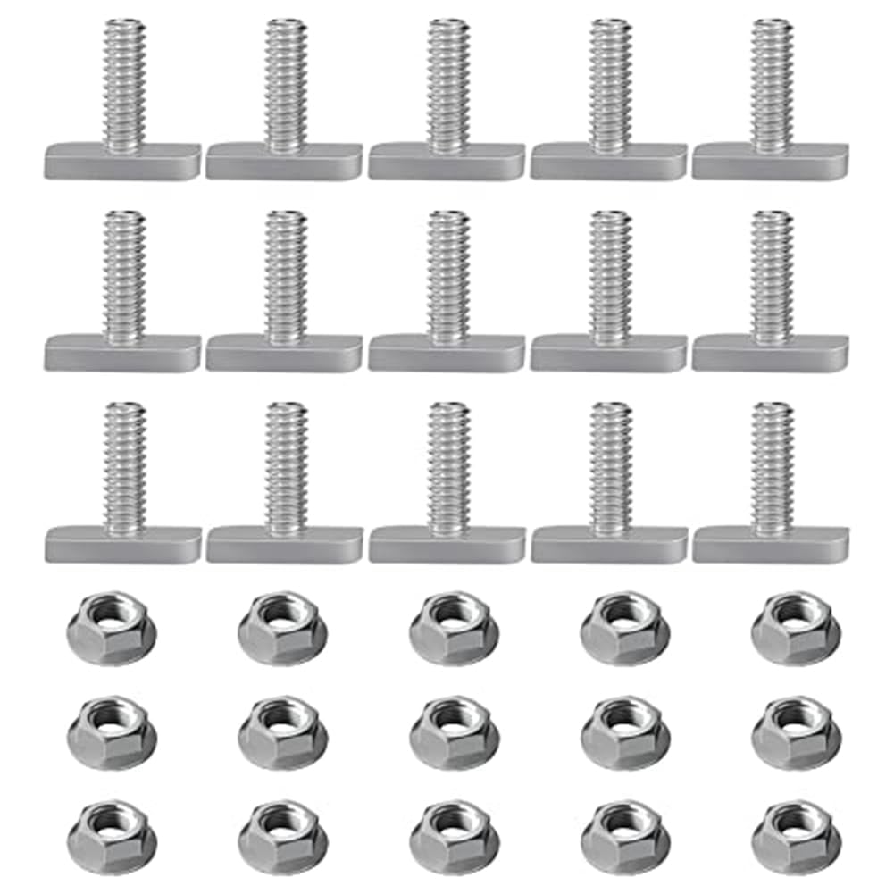 Yogelgs 15Pcs T Slot Bolt Replacement M8 X 20 Screws, A2-70 Rail Track Screws Track Nuts With 15 Flange Nut