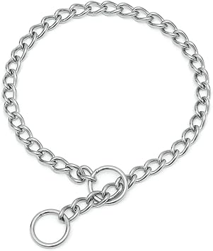 Chain Dog Choke Collars for Medium Dogs,Silver M Slip Link Training Heavy Duty Dog Choker Collar Martingale Puppy Collars for Small Medium Large Big Breed Dogs Stainless steels