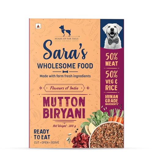 Image of Sara's Wholesome by HUFT Flavours of India Mutton Biryani Wet Dog Food - 300 gm (Pack of 3) | Value Pack | Real Mutton Recipe | Complete & Balanced Nutrition for Dogs of All Breeds